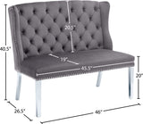 Suri Velvet / Stainless Steel / Engineered Wood / Foam Contemporary Grey Velvet Settee Bench - 46" W x 26.5" D x 40.5" H