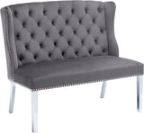 Suri Velvet / Stainless Steel / Engineered Wood / Foam Contemporary Grey Velvet Settee Bench - 46" W x 26.5" D x 40.5" H