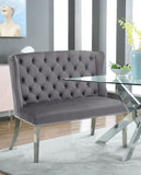 Suri Velvet / Stainless Steel / Engineered Wood / Foam Contemporary Grey Velvet Settee Bench - 46" W x 26.5" D x 40.5" H