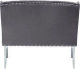 Suri Velvet / Stainless Steel / Engineered Wood / Foam Contemporary Grey Velvet Settee Bench - 46" W x 26.5" D x 40.5" H