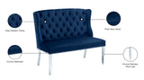 Suri Velvet / Stainless Steel / Engineered Wood / Foam Contemporary Navy Velvet Settee Bench - 46" W x 26.5" D x 40.5" H