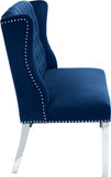 Suri Velvet / Stainless Steel / Engineered Wood / Foam Contemporary Navy Velvet Settee Bench - 46" W x 26.5" D x 40.5" H