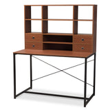 Edwin Rustic Industrial Style Brown Wood and Metal 2-in-1 Bookcase Writing Desk