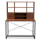 Baxton Studio Edwin Rustic Industrial Style Brown Wood and Metal 2-in-1 Bookcase Writing Desk