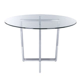 Legend 42" Dining Table with Clear Tempered Glass Top and Chromed Steel Base