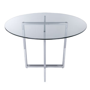Legend 42" Dining Table with Clear Tempered Glass Top and Chromed Steel Base