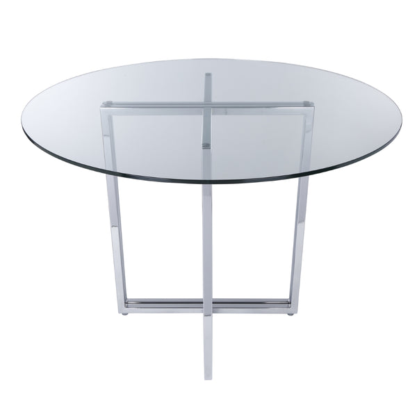 Legend 42" Dining Table with Clear Tempered Glass Top and Chromed Steel Base
