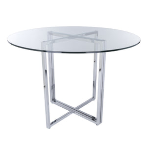 Legend 42" Dining Table with Clear Tempered Glass Top and Chromed Steel Base