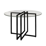 Legend 42" Dining Table with Clear Tempered Glass Top and Steel Base in Matte Black