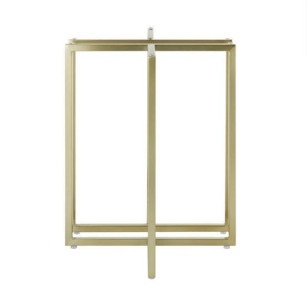 Legend 42" Dining Table with Clear Tempered Glass Top and Steel Base in Matte Brushed Gold