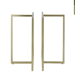 Legend 42" Dining Table with Clear Tempered Glass Top and Steel Base in Matte Brushed Gold