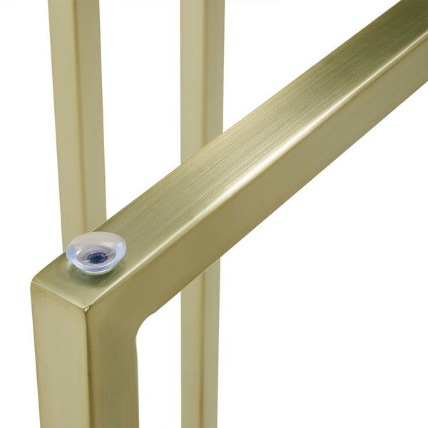 Legend 42" Dining Table with Clear Tempered Glass Top and Steel Base in Matte Brushed Gold