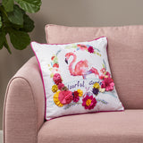 Noble House Norvelt Modern Throw Pillow, Flamingo on Multicolor Floral