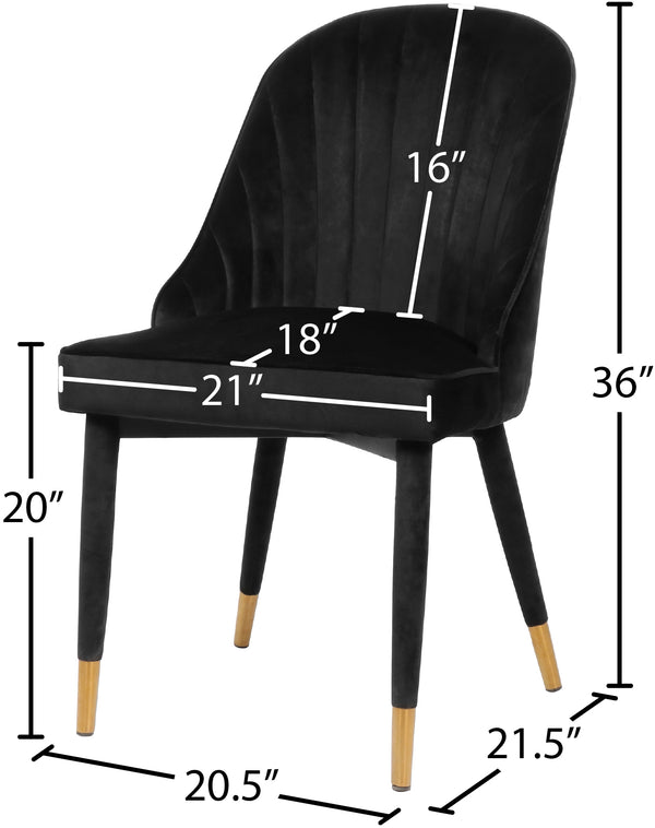 Belle Velvet / Engineered Wood / Foam Contemporary Black Velvet Dining Chair - 20.5" W x 21.5" D x 36" H