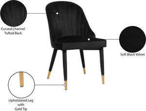Belle Velvet / Engineered Wood / Foam Contemporary Black Velvet Dining Chair - 20.5" W x 21.5" D x 36" H
