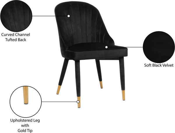 Belle Velvet / Engineered Wood / Foam Contemporary Black Velvet Dining Chair - 20.5" W x 21.5" D x 36" H