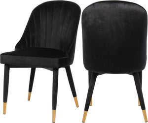 Belle Velvet / Engineered Wood / Foam Contemporary Black Velvet Dining Chair - 20.5" W x 21.5" D x 36" H