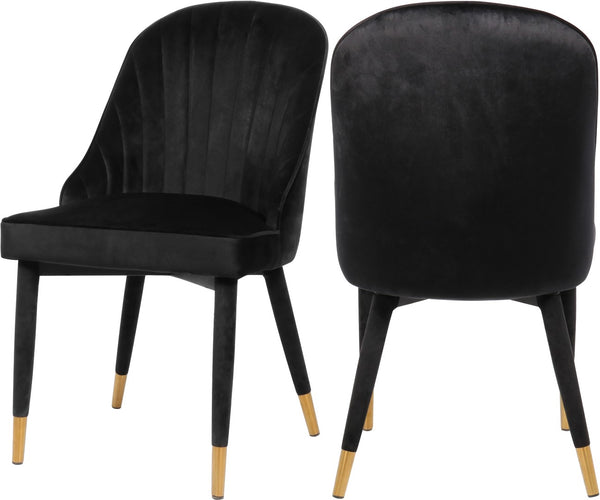 Belle Velvet / Engineered Wood / Foam Contemporary Black Velvet Dining Chair - 20.5" W x 21.5" D x 36" H