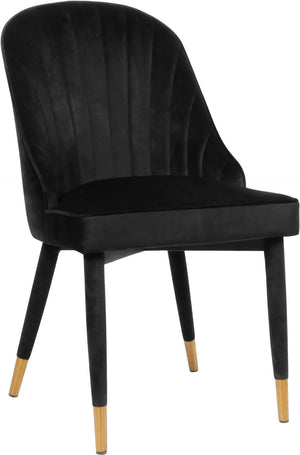 Belle Velvet / Engineered Wood / Foam Contemporary Black Velvet Dining Chair - 20.5" W x 21.5" D x 36" H