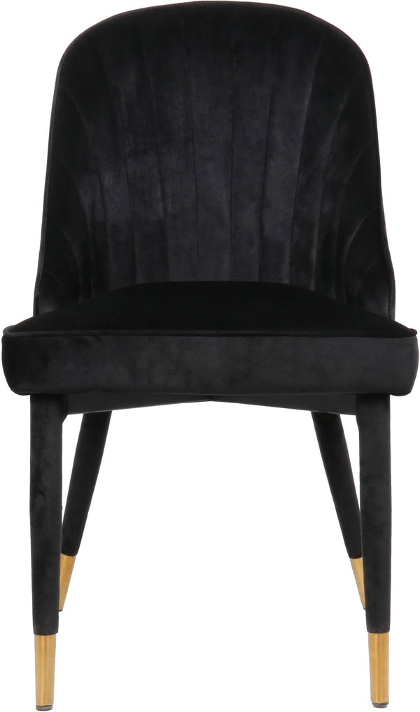 Belle Velvet / Engineered Wood / Foam Contemporary Black Velvet Dining Chair - 20.5" W x 21.5" D x 36" H