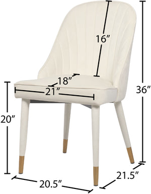 Belle Velvet / Engineered Wood / Foam Contemporary Cream Velvet Dining Chair - 20.5" W x 21.5" D x 36" H