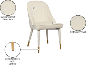 Belle Velvet / Engineered Wood / Foam Contemporary Cream Velvet Dining Chair - 20.5" W x 21.5" D x 36" H