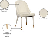 Belle Velvet / Engineered Wood / Foam Contemporary Cream Velvet Dining Chair - 20.5" W x 21.5" D x 36" H