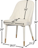 Belle Velvet / Engineered Wood / Foam Contemporary Cream Velvet Dining Chair - 20.5" W x 21.5" D x 36" H