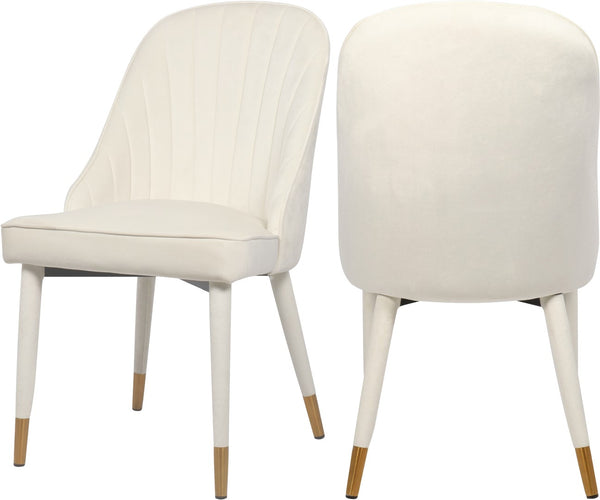 Belle Velvet / Engineered Wood / Foam Contemporary Cream Velvet Dining Chair - 20.5" W x 21.5" D x 36" H