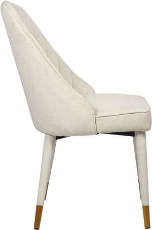 Belle Velvet / Engineered Wood / Foam Contemporary Cream Velvet Dining Chair - 20.5" W x 21.5" D x 36" H