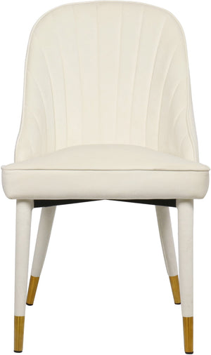 Belle Velvet / Engineered Wood / Foam Contemporary Cream Velvet Dining Chair - 20.5" W x 21.5" D x 36" H