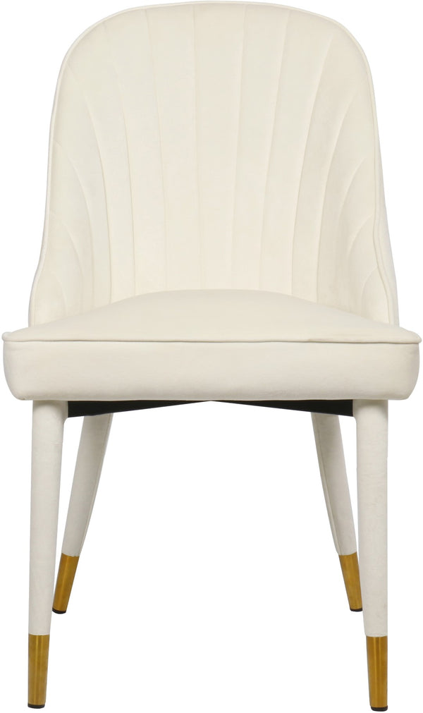 Belle Velvet / Engineered Wood / Foam Contemporary Cream Velvet Dining Chair - 20.5" W x 21.5" D x 36" H