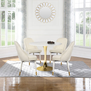 Belle Velvet / Engineered Wood / Foam Contemporary Cream Velvet Dining Chair - 20.5" W x 21.5" D x 36" H