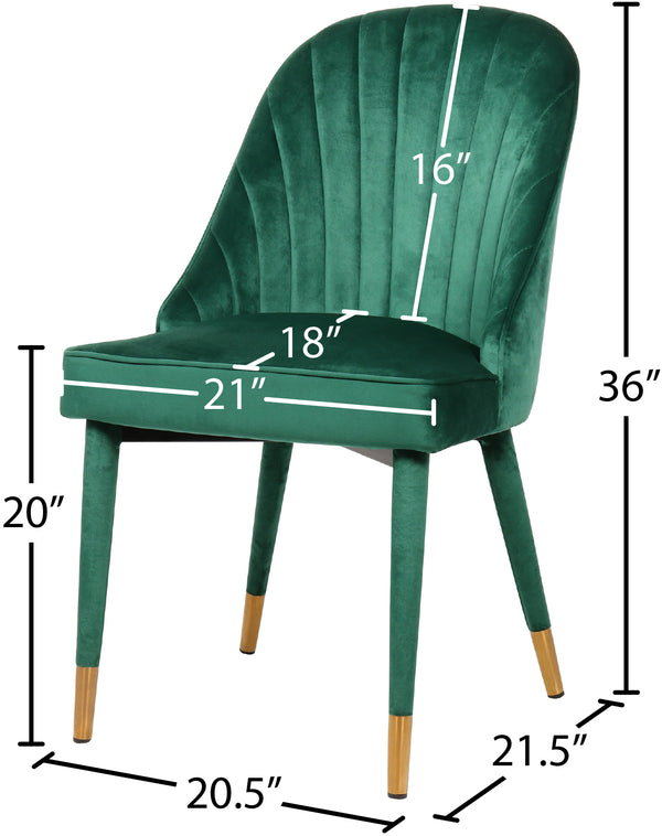 Belle Velvet / Engineered Wood / Foam Contemporary Green Velvet Dining Chair - 20.5" W x 21.5" D x 36" H
