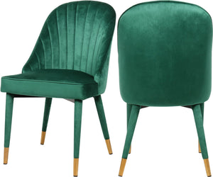 Belle Velvet / Engineered Wood / Foam Contemporary Green Velvet Dining Chair - 20.5" W x 21.5" D x 36" H