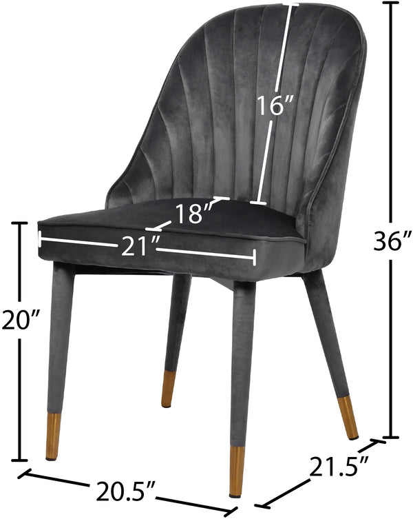 Belle Velvet / Engineered Wood / Foam Contemporary Grey Velvet Dining Chair - 20.5" W x 21.5" D x 36" H