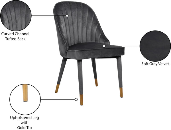 Belle Velvet / Engineered Wood / Foam Contemporary Grey Velvet Dining Chair - 20.5" W x 21.5" D x 36" H