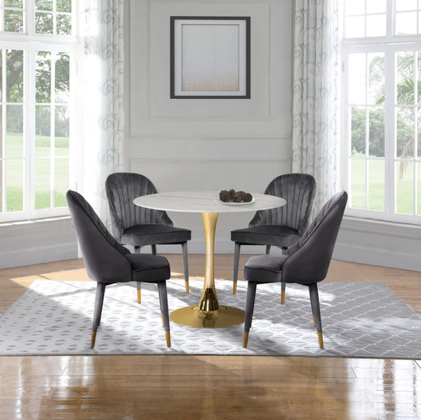 Belle Velvet / Engineered Wood / Foam Contemporary Grey Velvet Dining Chair - 20.5" W x 21.5" D x 36" H