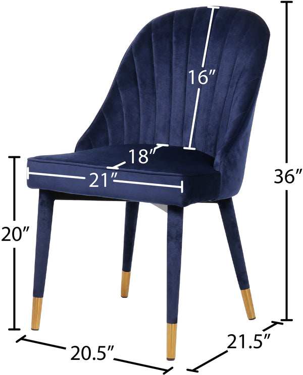 Belle Velvet / Engineered Wood / Foam Contemporary Navy Velvet Dining Chair - 20.5" W x 21.5" D x 36" H