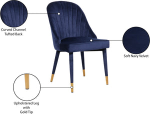 Belle Velvet / Engineered Wood / Foam Contemporary Navy Velvet Dining Chair - 20.5" W x 21.5" D x 36" H