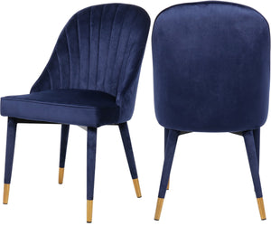 Belle Velvet / Engineered Wood / Foam Contemporary Navy Velvet Dining Chair - 20.5" W x 21.5" D x 36" H