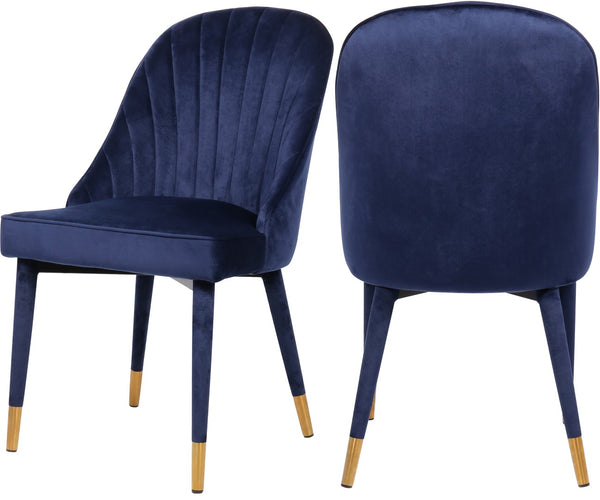 Belle Velvet / Engineered Wood / Foam Contemporary Navy Velvet Dining Chair - 20.5" W x 21.5" D x 36" H