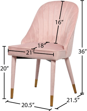 Belle Velvet / Engineered Wood / Foam Contemporary Pink Velvet Dining Chair - 20.5" W x 21.5" D x 36" H