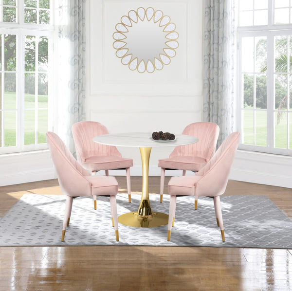 Belle Velvet / Engineered Wood / Foam Contemporary Pink Velvet Dining Chair - 20.5" W x 21.5" D x 36" H