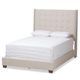 Georgette Modern and Contemporary Light Beige Fabric Upholstered King Size Bed
