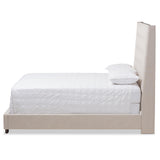 Baxton Studio Georgette Modern and Contemporary Light Beige Fabric Upholstered King Size Bed