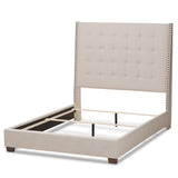 Baxton Studio Georgette Modern and Contemporary Light Beige Fabric Upholstered Queen Size Bed