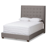 Georgette Modern and Contemporary Light Grey Fabric Upholstered King Size Bed