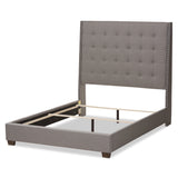 Baxton Studio Georgette Modern and Contemporary Light Grey Fabric Upholstered Queen Size Bed