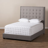 Baxton Studio Georgette Modern and Contemporary Light Grey Fabric Upholstered King Size Bed
